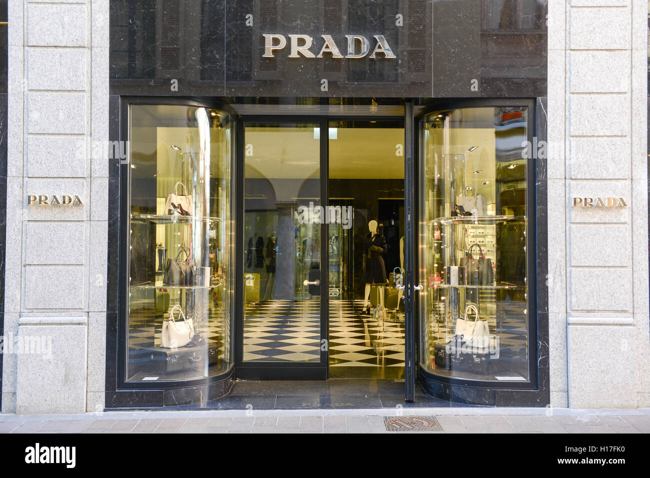 Lugano, Switzerland - 25 august 2016: showcases of Prada fashion clothes  store at Lugano on Switzerland Stock Photo - Alamy