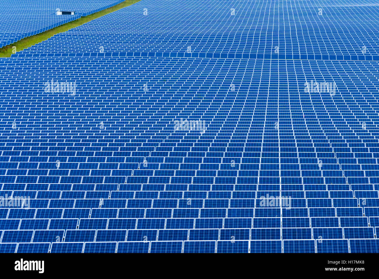 Many Photovoltaik solar panels are part of a big solar powerplant, Buckendorf, Bavaria, Germany Stock Photo