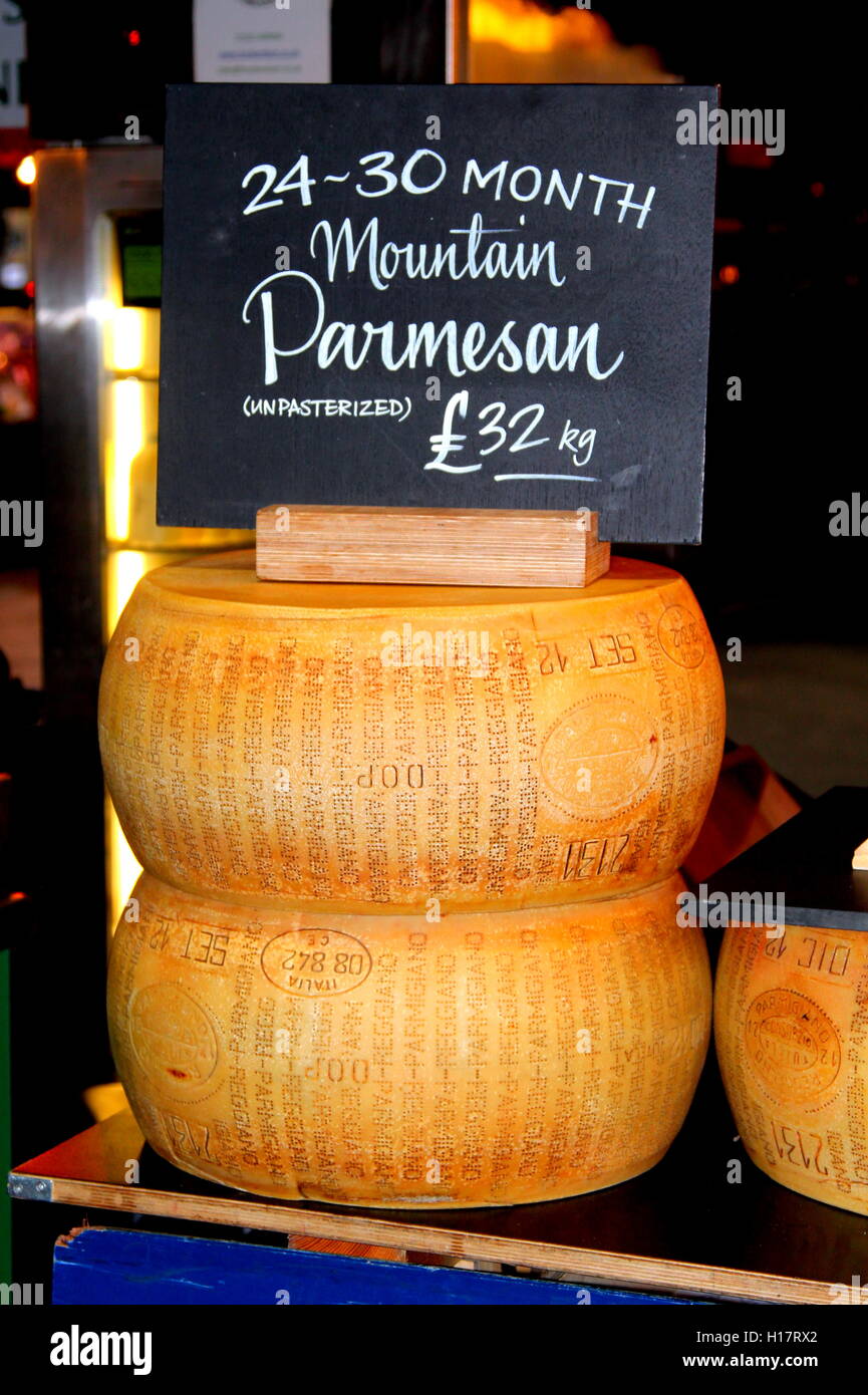 Parmesan Cheese Wheel On Market Stall Stock Photo Alamy