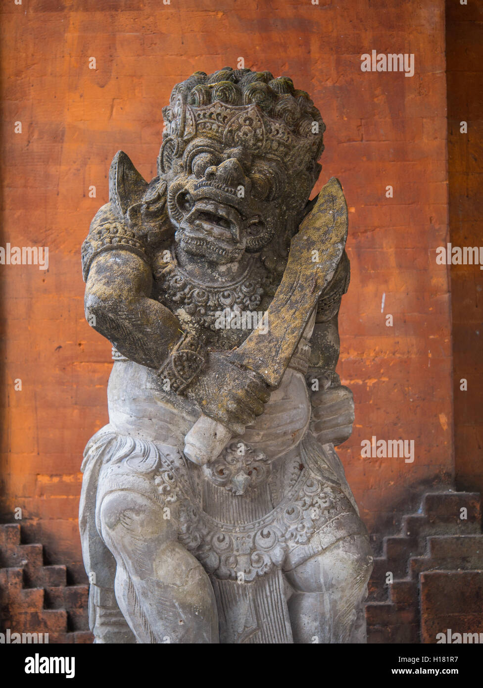 Stone sculpture on entrance door of the Temple in Bali Indonesia Stock ...