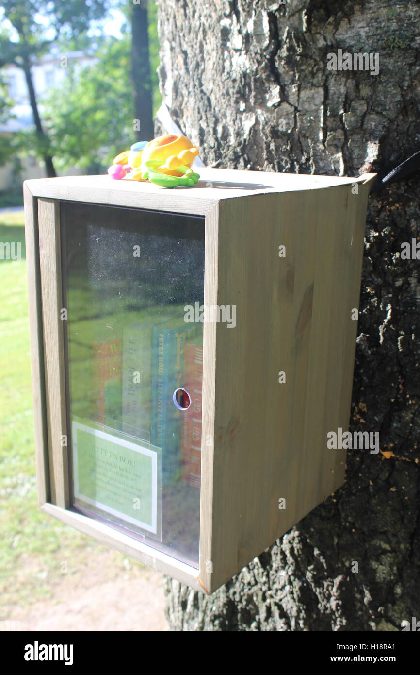 take a book, leave a book box in Slottsparken (Royal cast park) in Oslo
