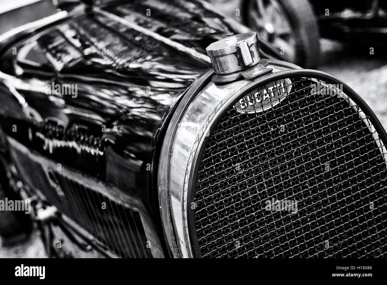 1931 Bugatti T51 Car front detail. UK.  Black and White Stock Photo