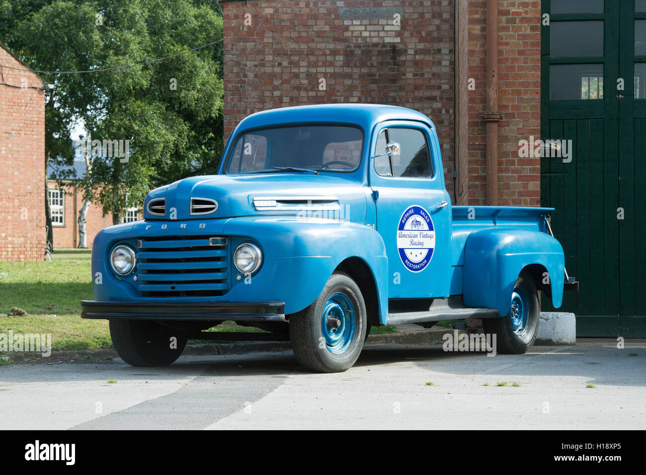 Blue Ford F1 pick up truck at Bicester Heritage centre, Oxfordshire, England Stock Photo