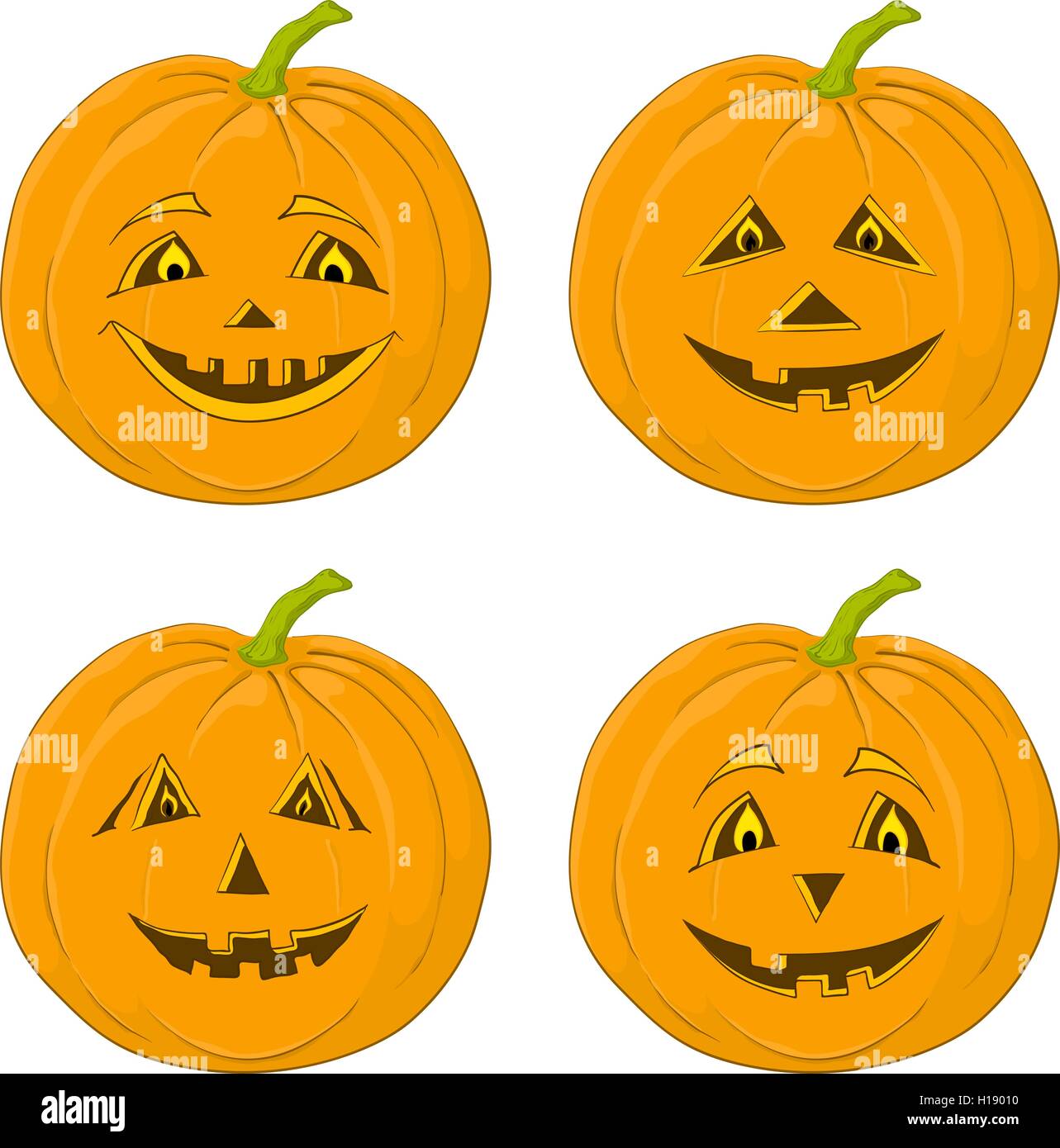 Pumpkin Jack O Lantern, set Stock Vector Image & Art - Alamy