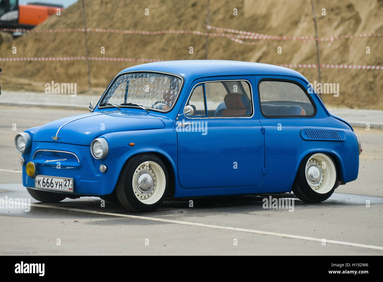 Vintage restored and tuned blue ZAZ-965 Zaporozhets car Stock