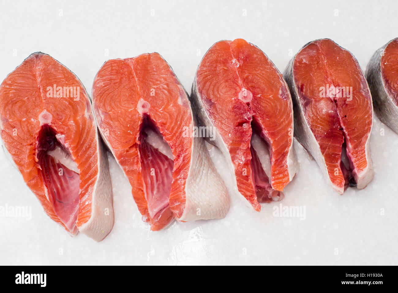 raw salmon fillet isolated on white background Stock Photo - Alamy