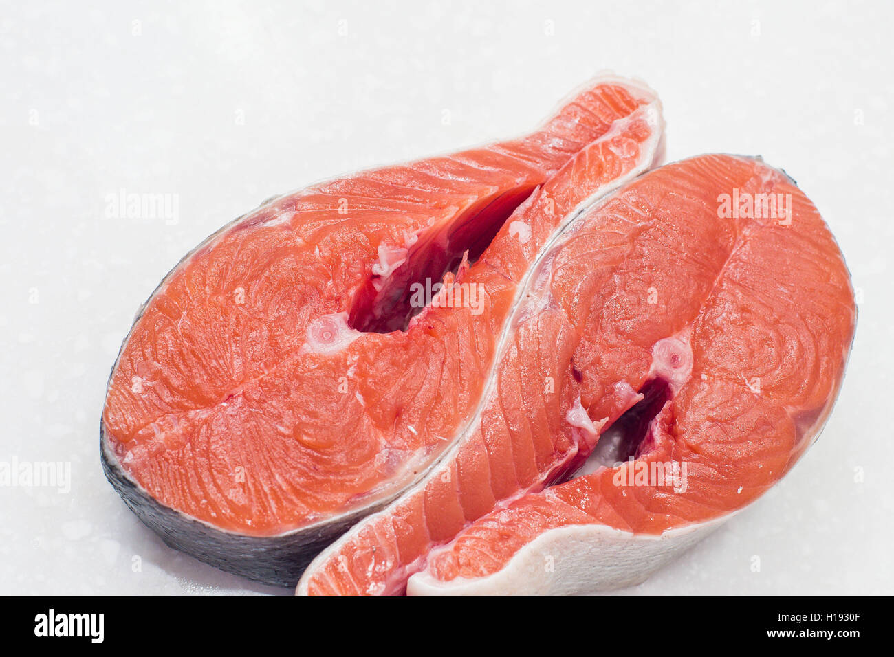raw salmon fillet isolated on white background Stock Photo - Alamy