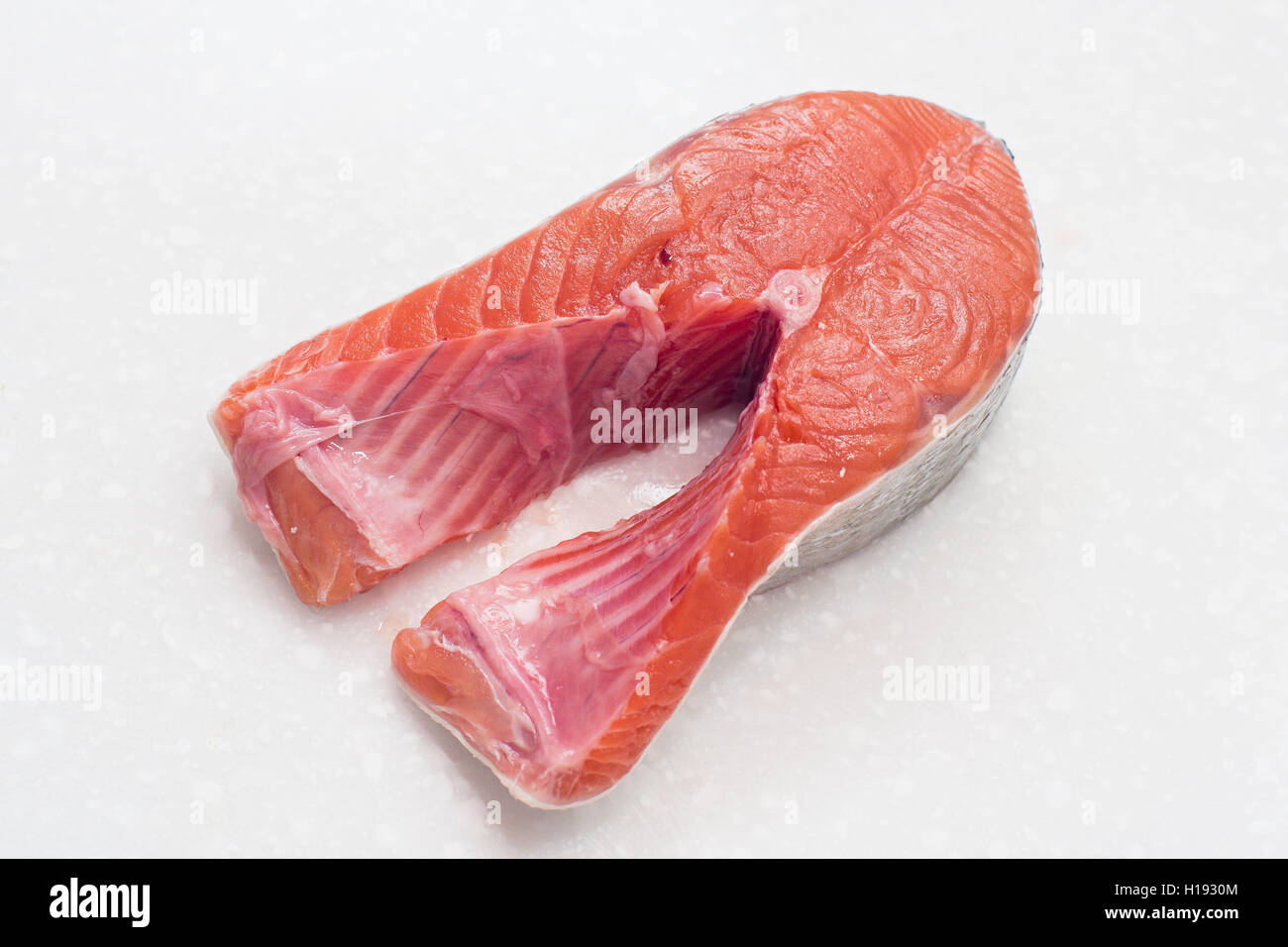 raw salmon fillet isolated on white background Stock Photo - Alamy
