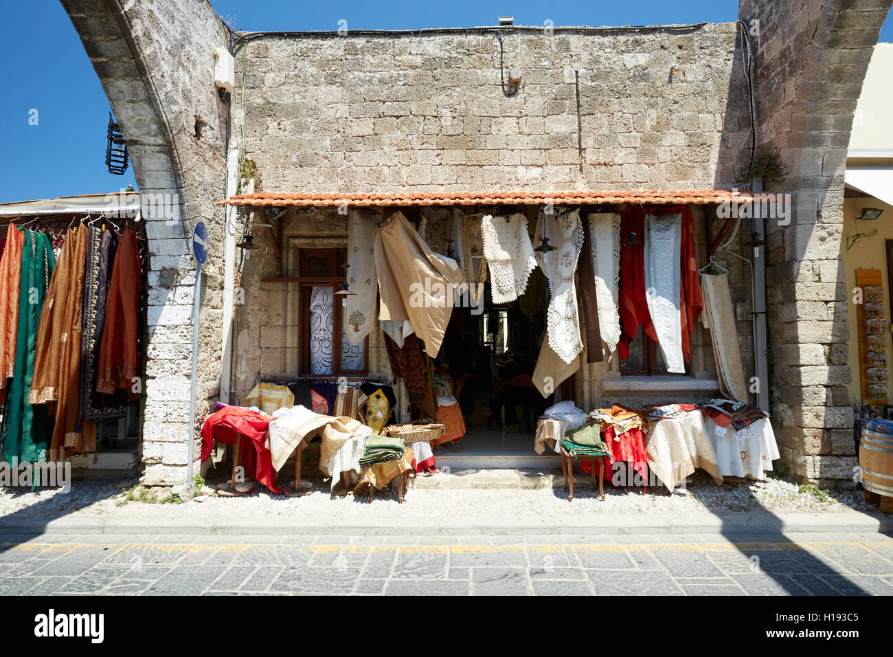Shop sellers items in Rhodes Town, Greece Stock Photo