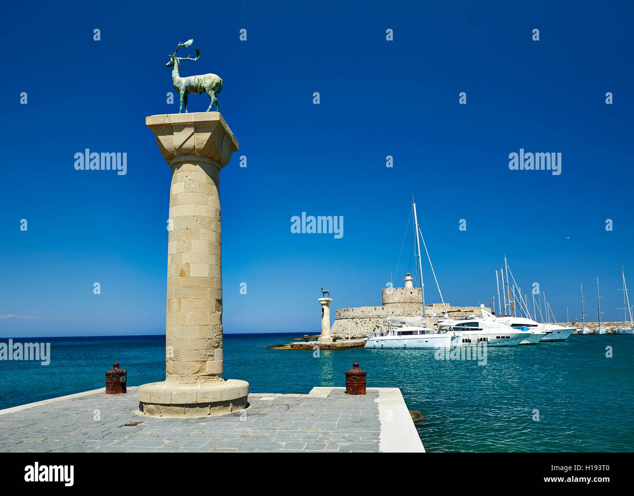 Rhodian Deer Statues, Rhodes Harbour, Greece Stock Photo Alamy