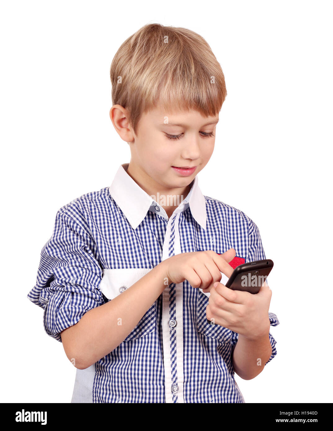 boy play with smart phone Stock Photo