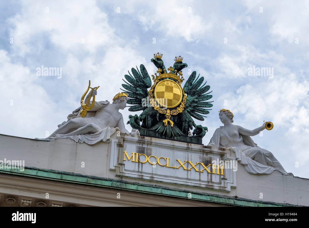 Coat of arms on the roof at Hofburg Palace. Stock Photo