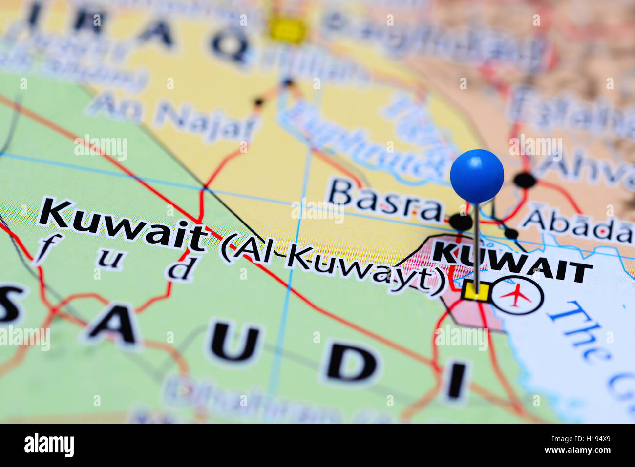 Kuwait pinned on a map of Asia Stock Photo Alamy