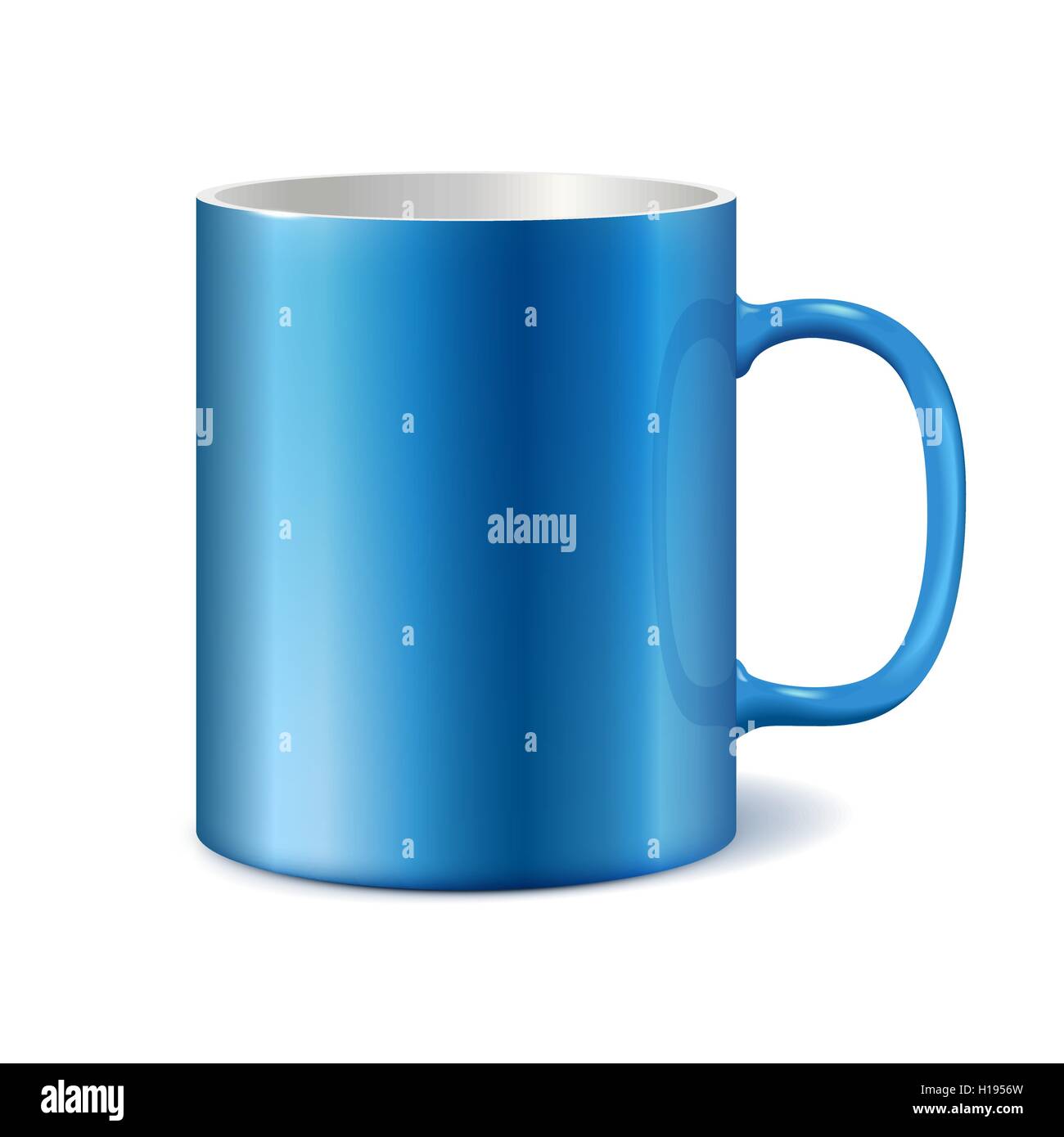 Blue and white ceramic mug for printing corporate logo. Stock Vector