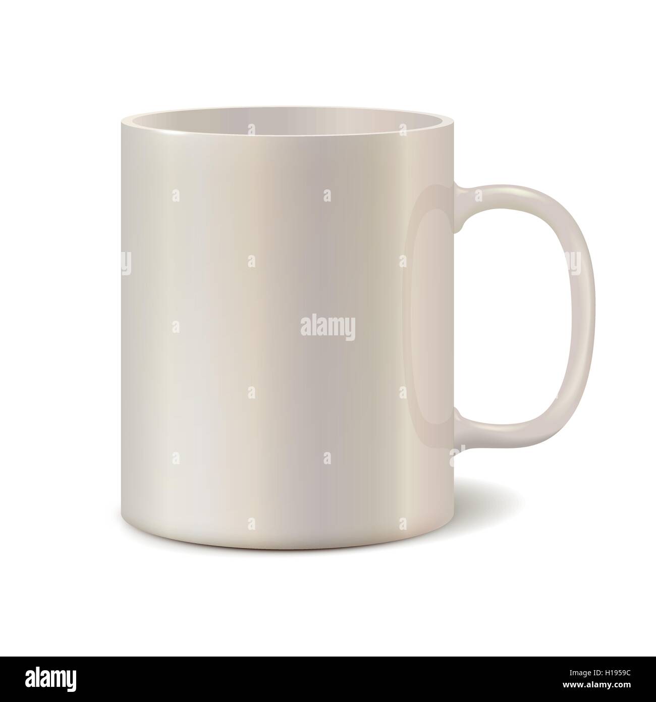 Light pearl ceramic mug for printing corporate logo. 3D illustration Stock Vector