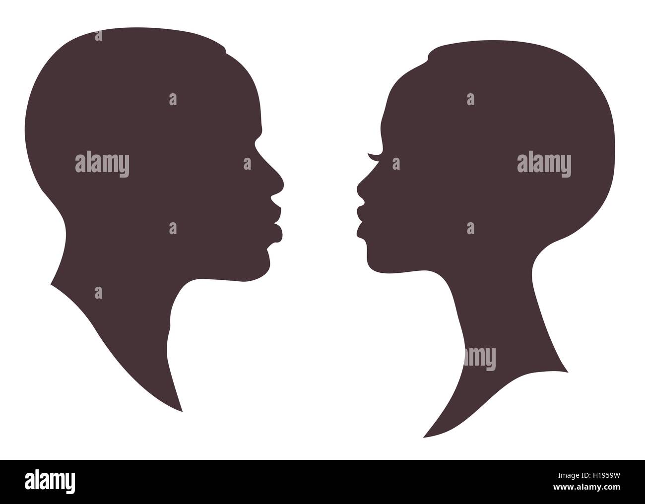 African woman and man face silhouette Stock Vector