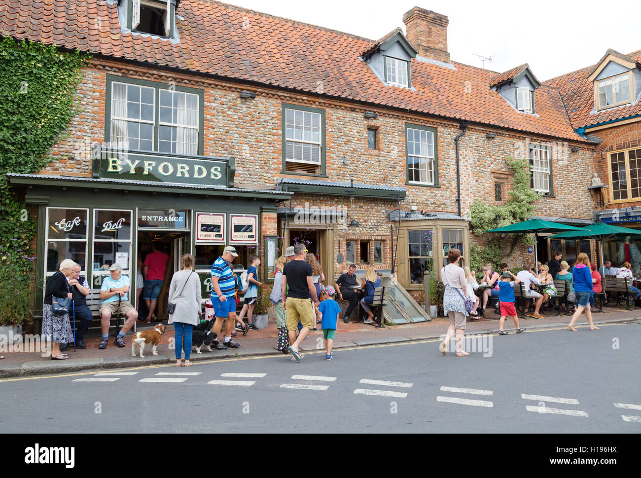 Street scene and Byfords cafe, Holt, Norfolk England UK Stock Photo