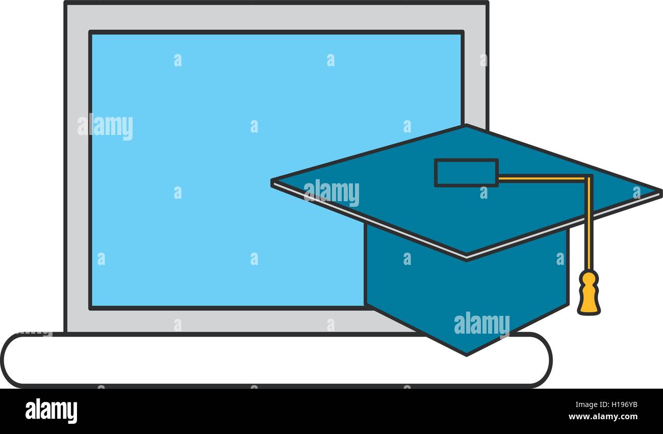 computer and graduation cap icon Stock Vector Image & Art - Alamy