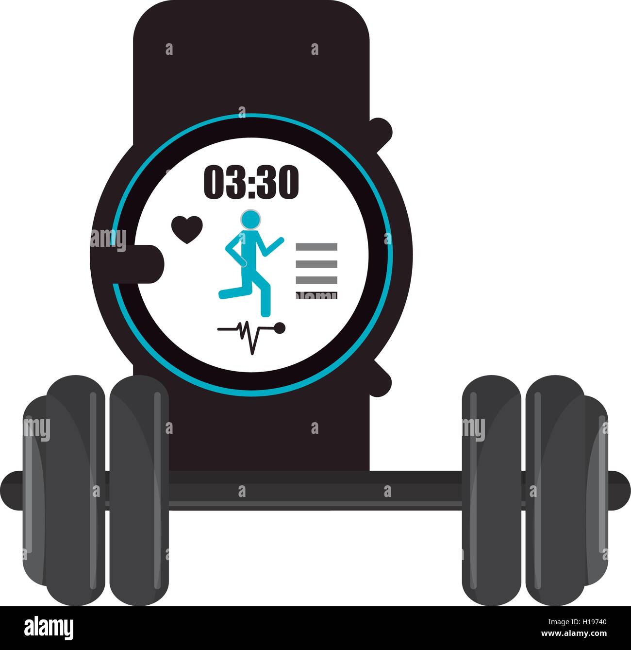 heart rate wrist monitor and dumbbell icon Stock Vector Image & Art - Alamy