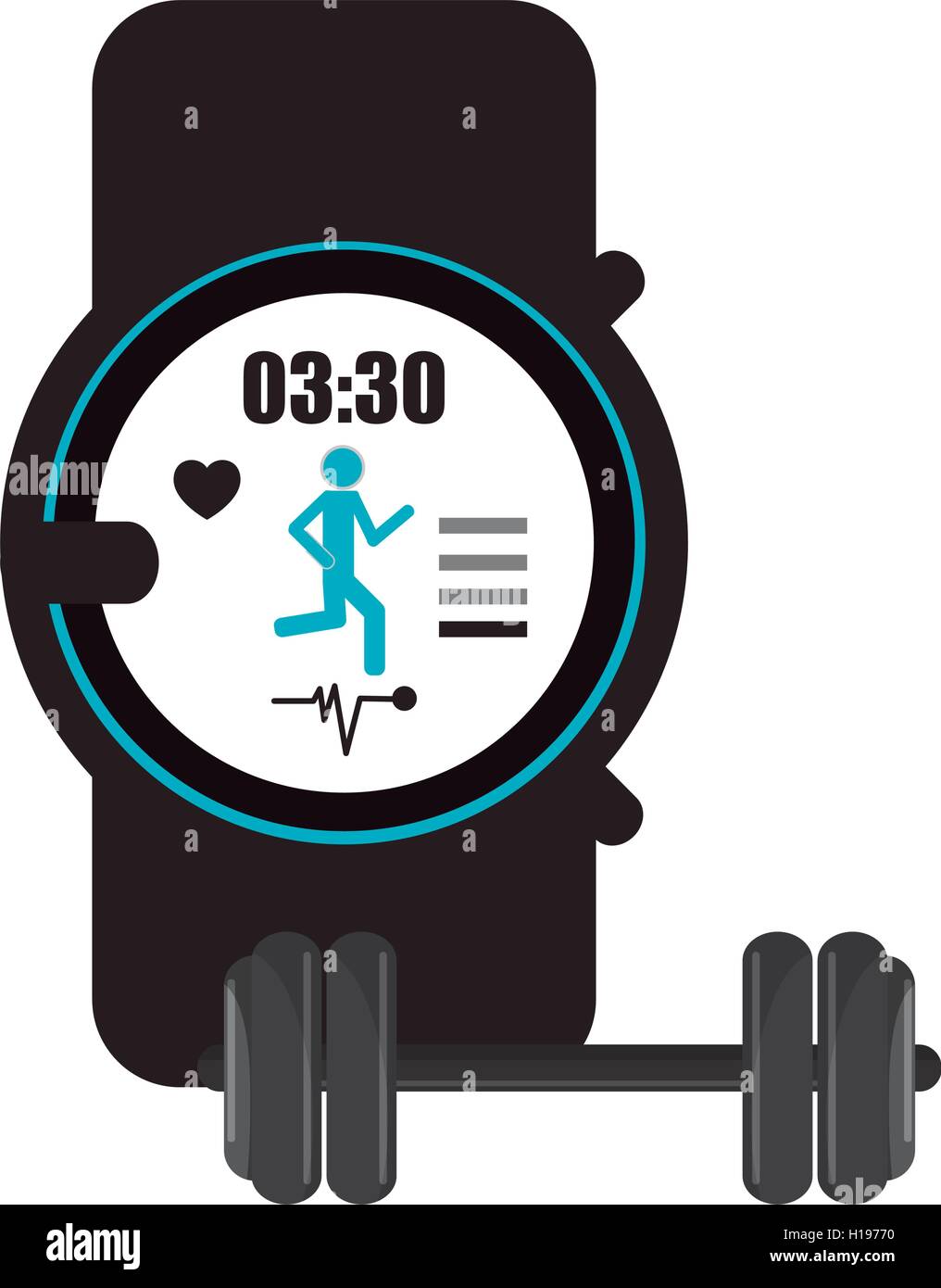 heart rate wrist monitor and dumbbell icon Stock Vector Image & Art - Alamy