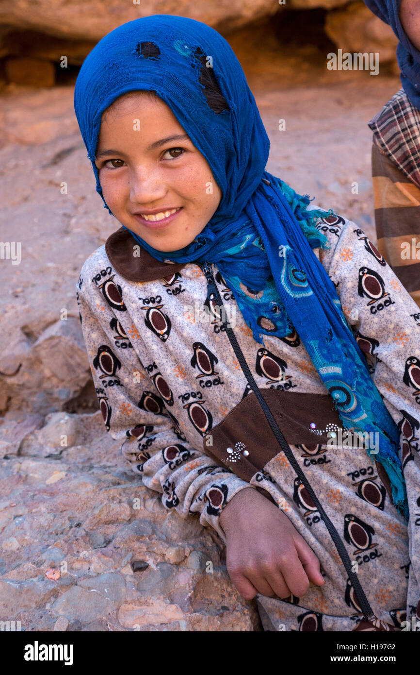 Todra Gorge, Morocco.  Amazigh Berber Girl, Nine Years Old. Stock Photo