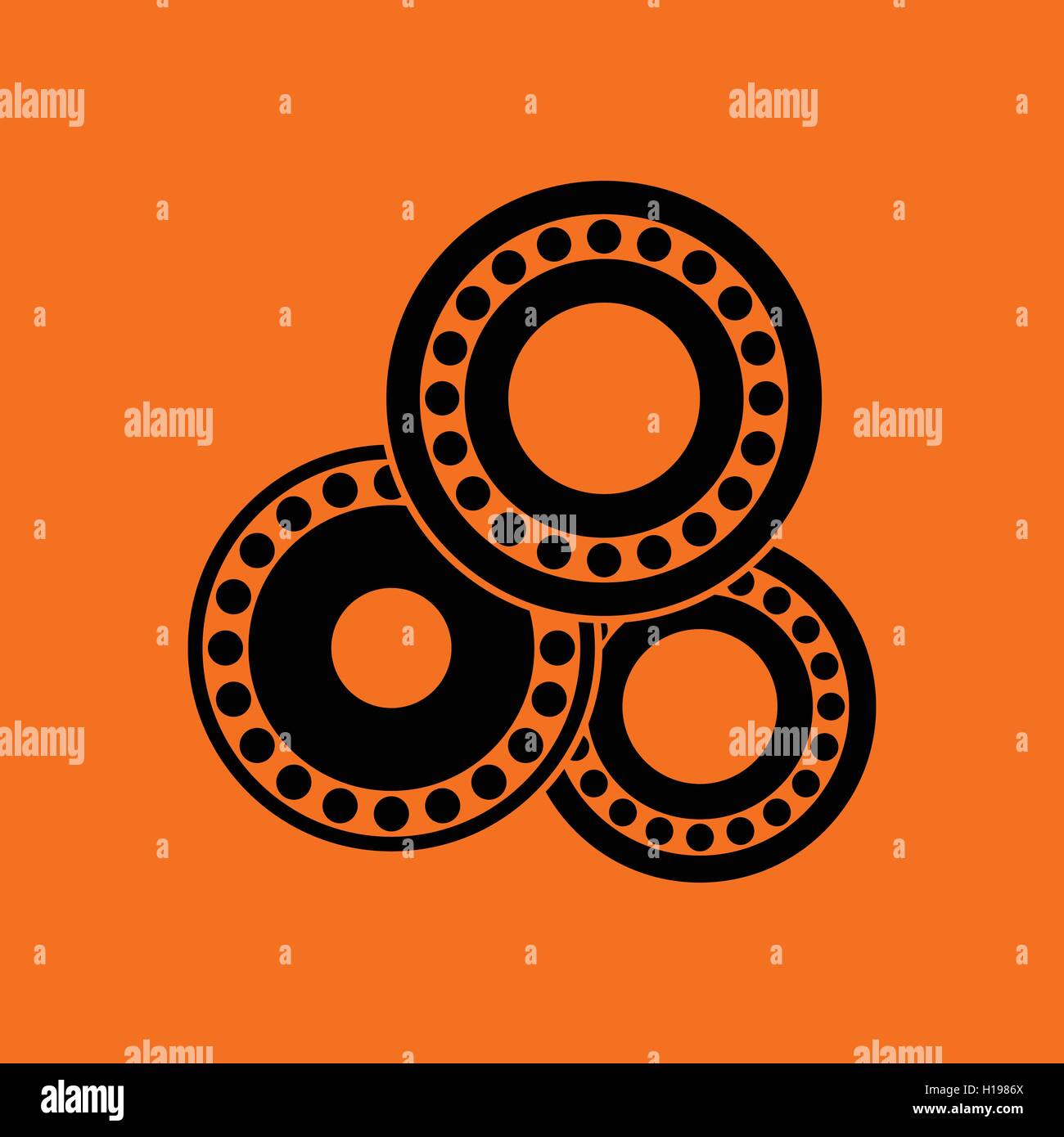 Bearing icon. Orange background with black. Vector illustration Stock