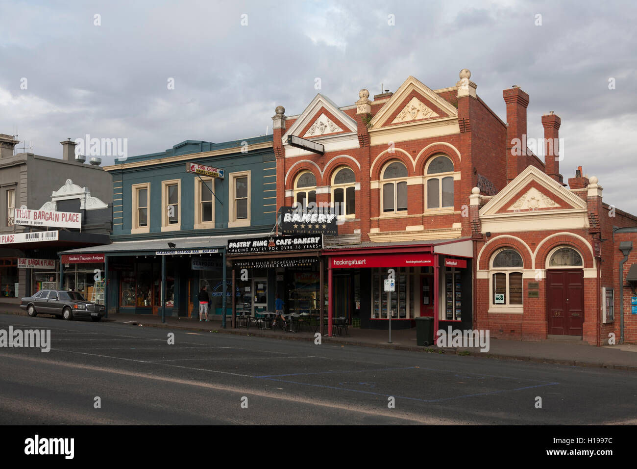 Part of the historic streetscape retail shops Vincent Street Daylesford Victoria Australia Stock Photo
