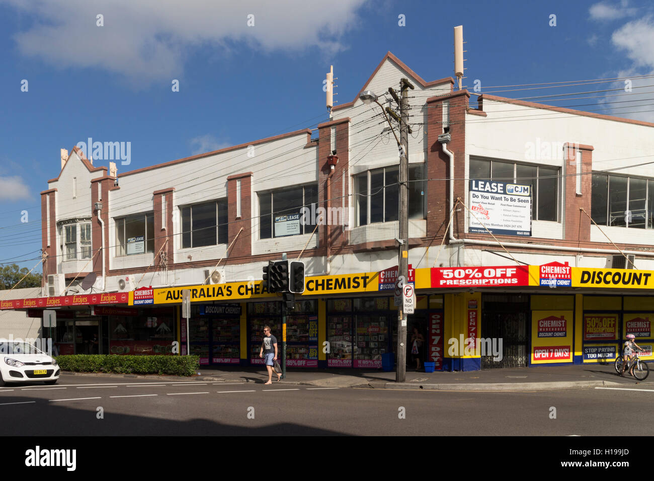 Discount Chemist Shop on the corner of Cleveland and Baptist Street's Surry Hills Sydney Australia. Stock Photo