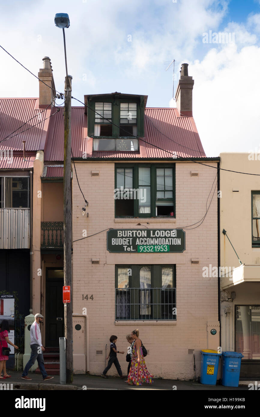 Boarding House -  budget accommodation on Burton Street Darlinghurst Sydney Australia Stock Photo