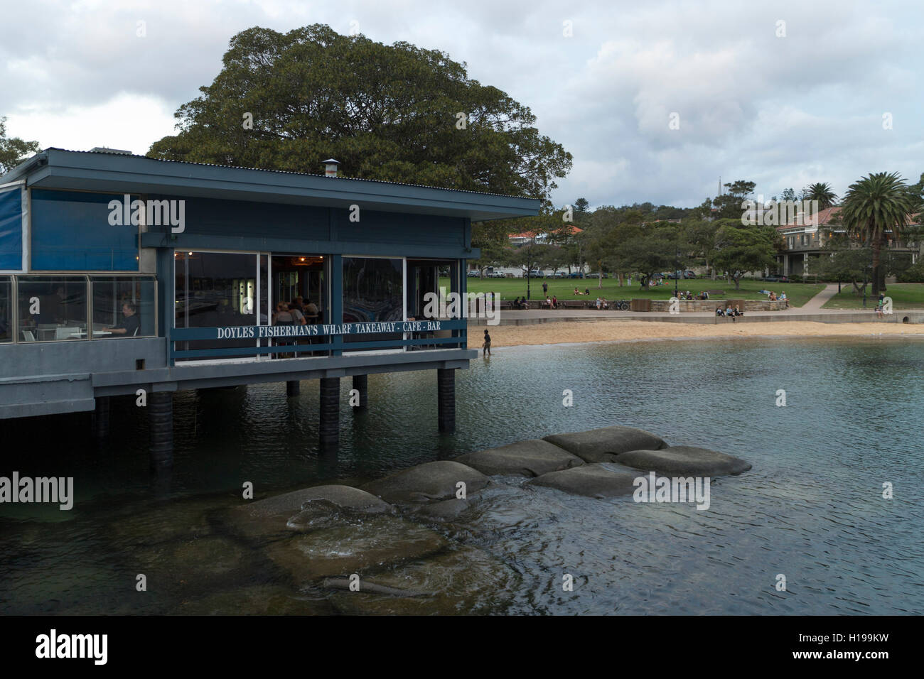 Doyles seafood restaurant over the water and Watsons Bay jetty Sydney Australia Stock Photo