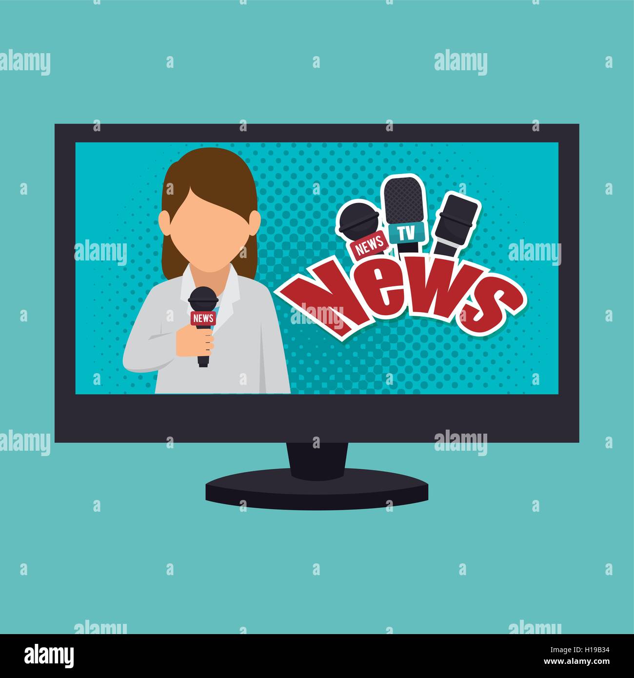 cartoon tv news reporter woman graphic Stock Vector Image & Art - Alamy