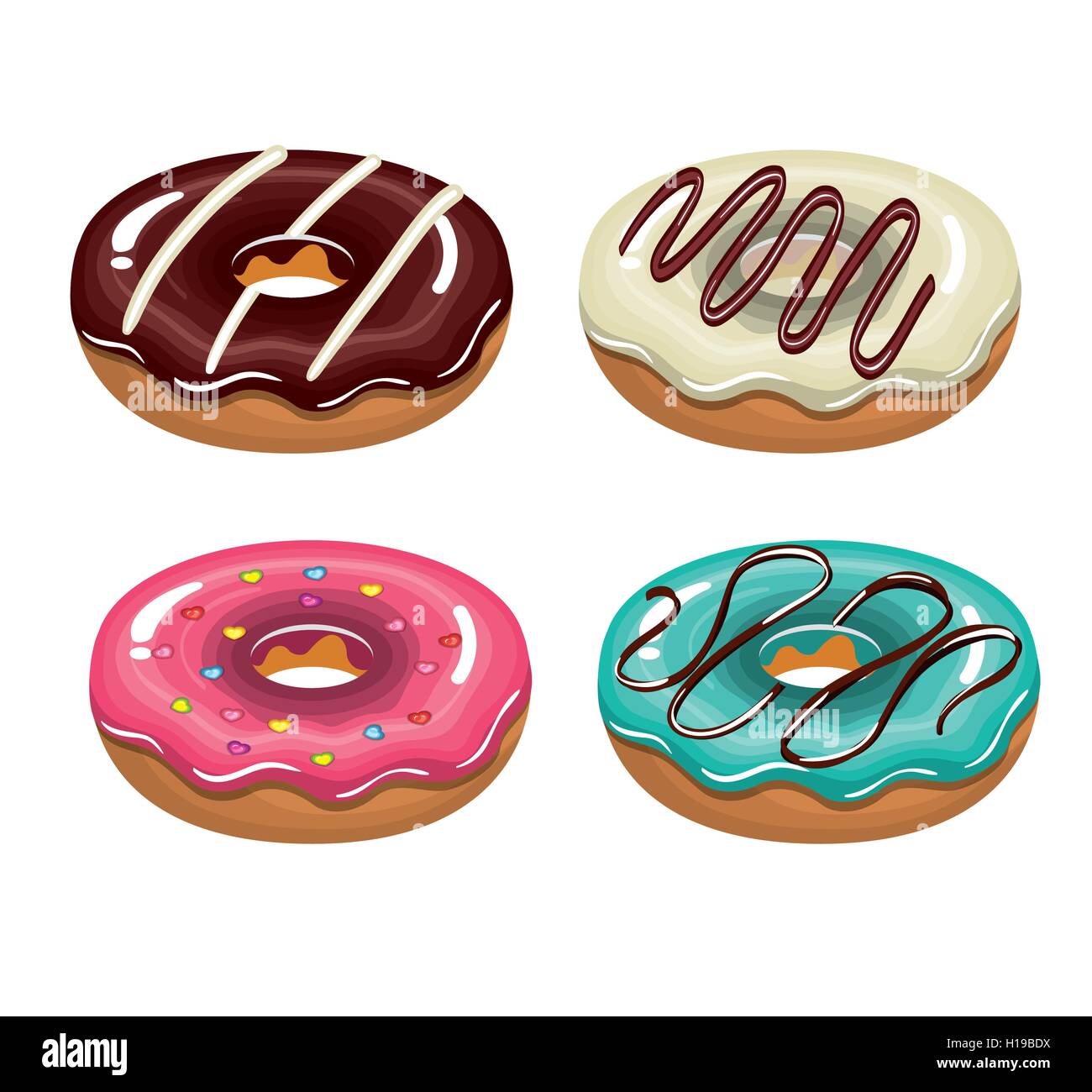 set donuts tasty white background isolated graphic Stock Vector Image ...