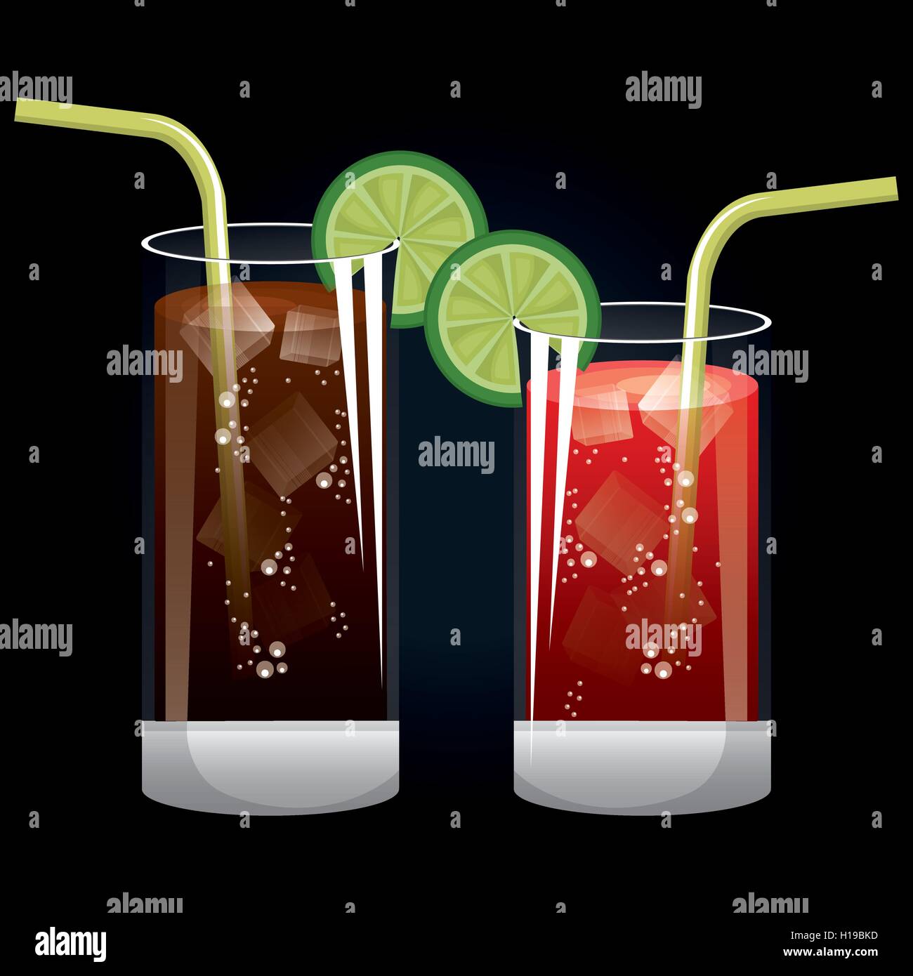 cocktails glasses cold black background design Stock Vector Image & Art