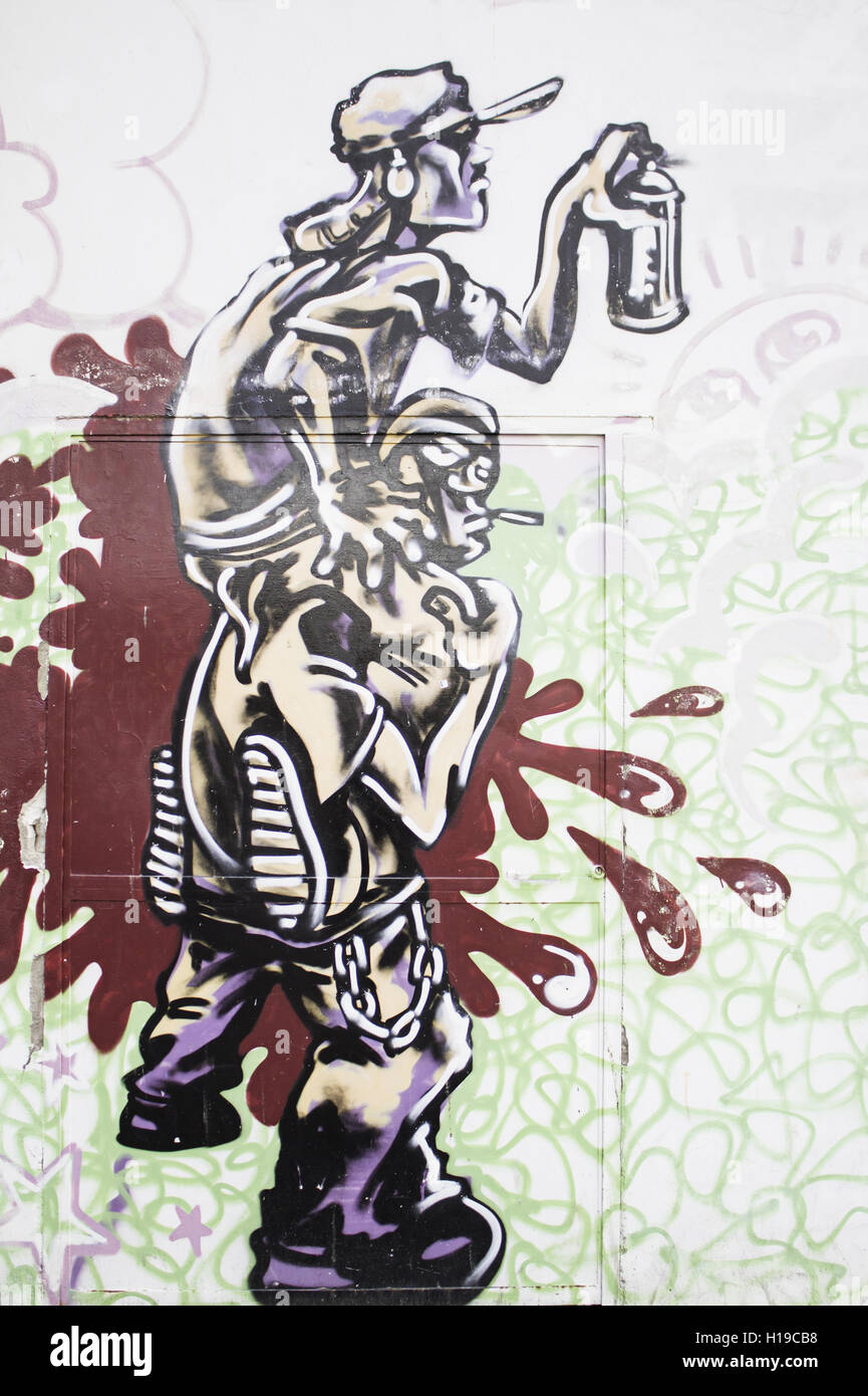 Graffiti spray painting, street art and culture Stock Photo Alamy