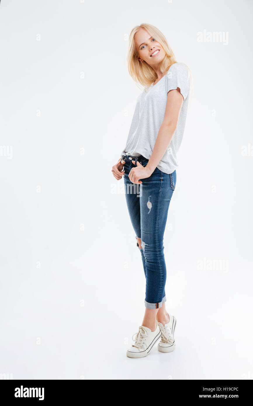 Woman model stand on tiptoe hi-res stock photography and images - Alamy