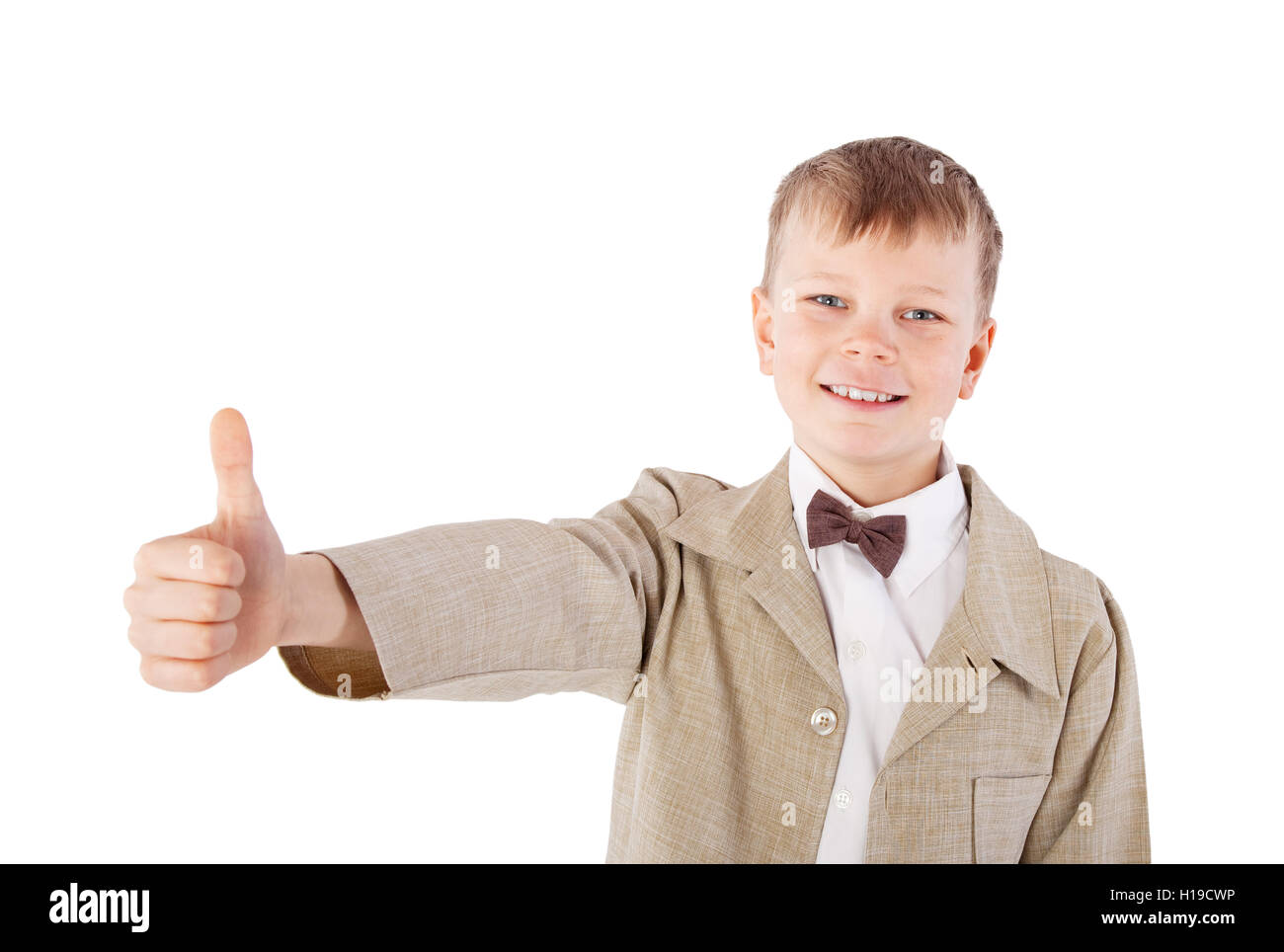 portrait of happy boy with thumb up Stock Photo - Alamy