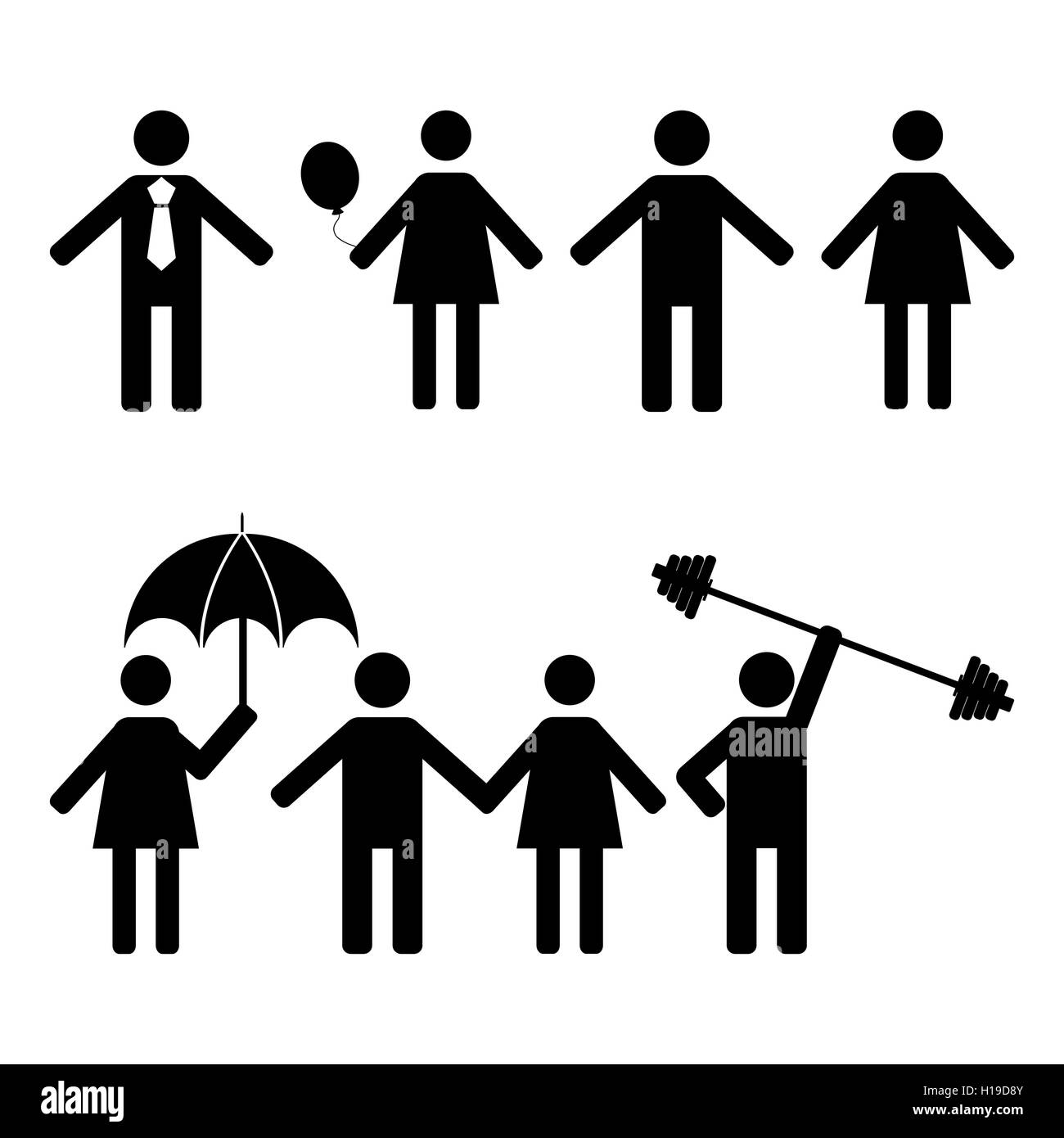 A set of stick figures, vector illustration. Stock Vector