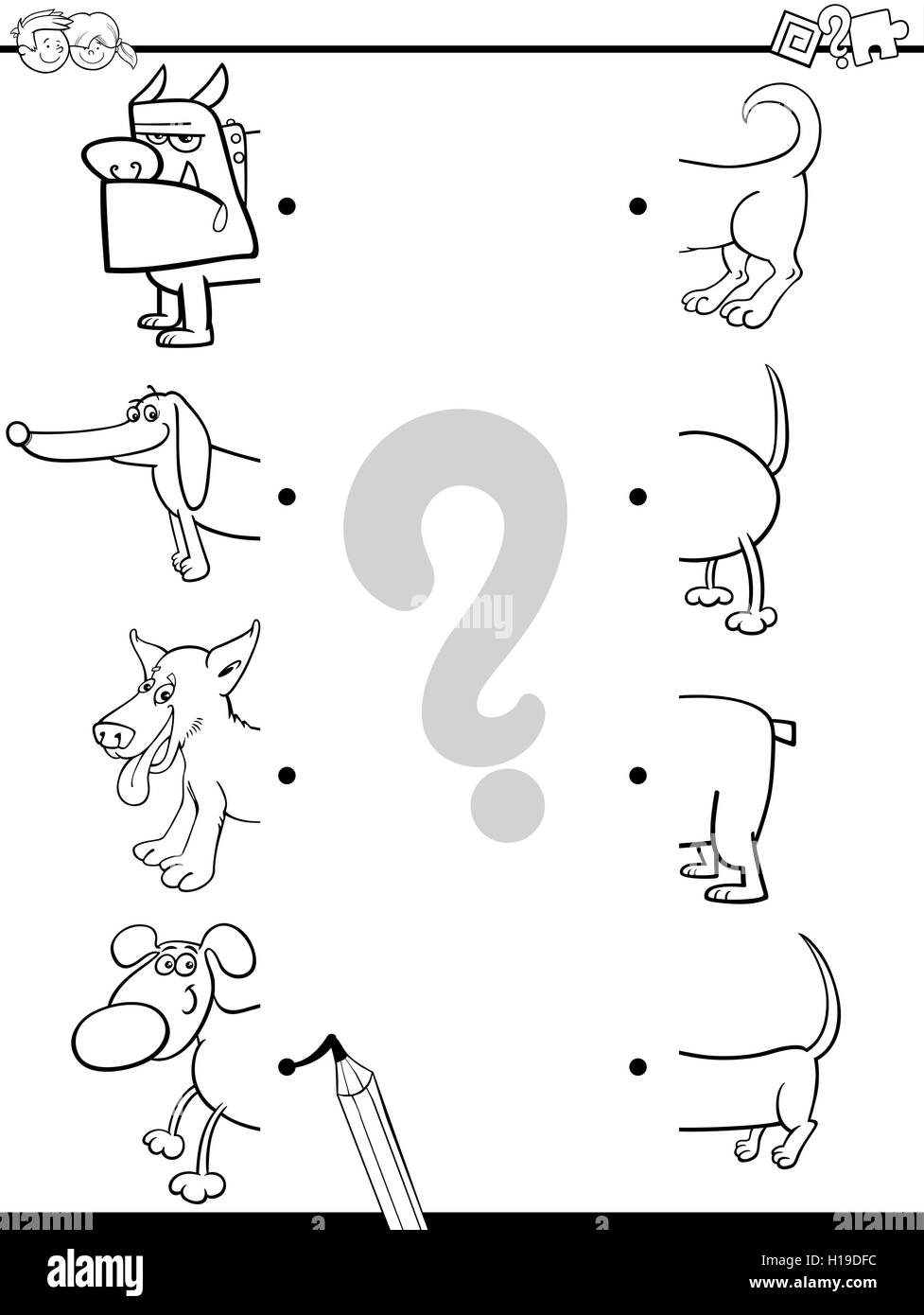 Black and White Cartoon Illustration of Preschool Education Activity of ...
