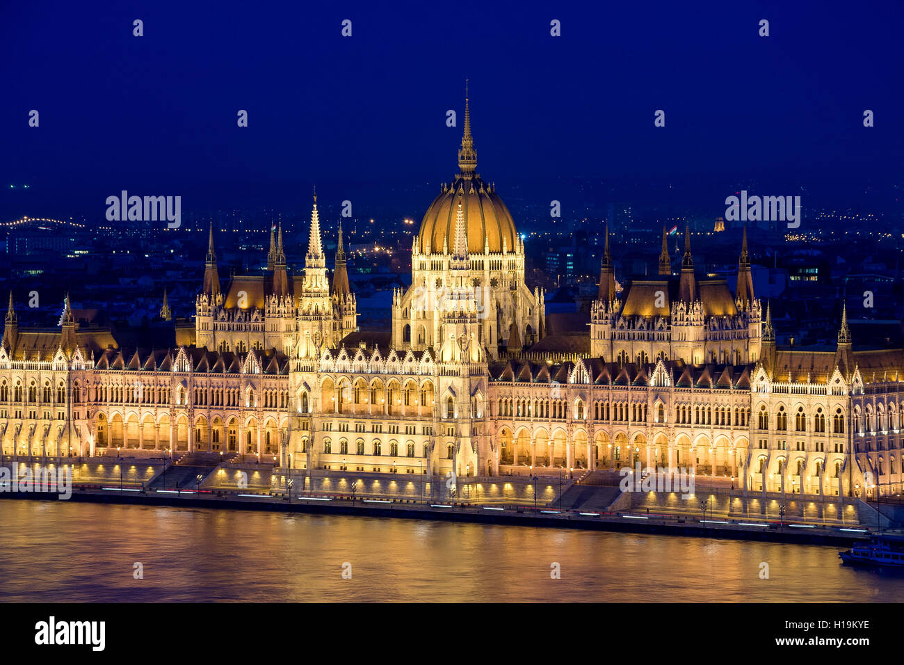 The Hungarian Parliament Building, also known as the Parliament of Budapest.One of Europe's oldest legislative buildings, a nota Stock Photo