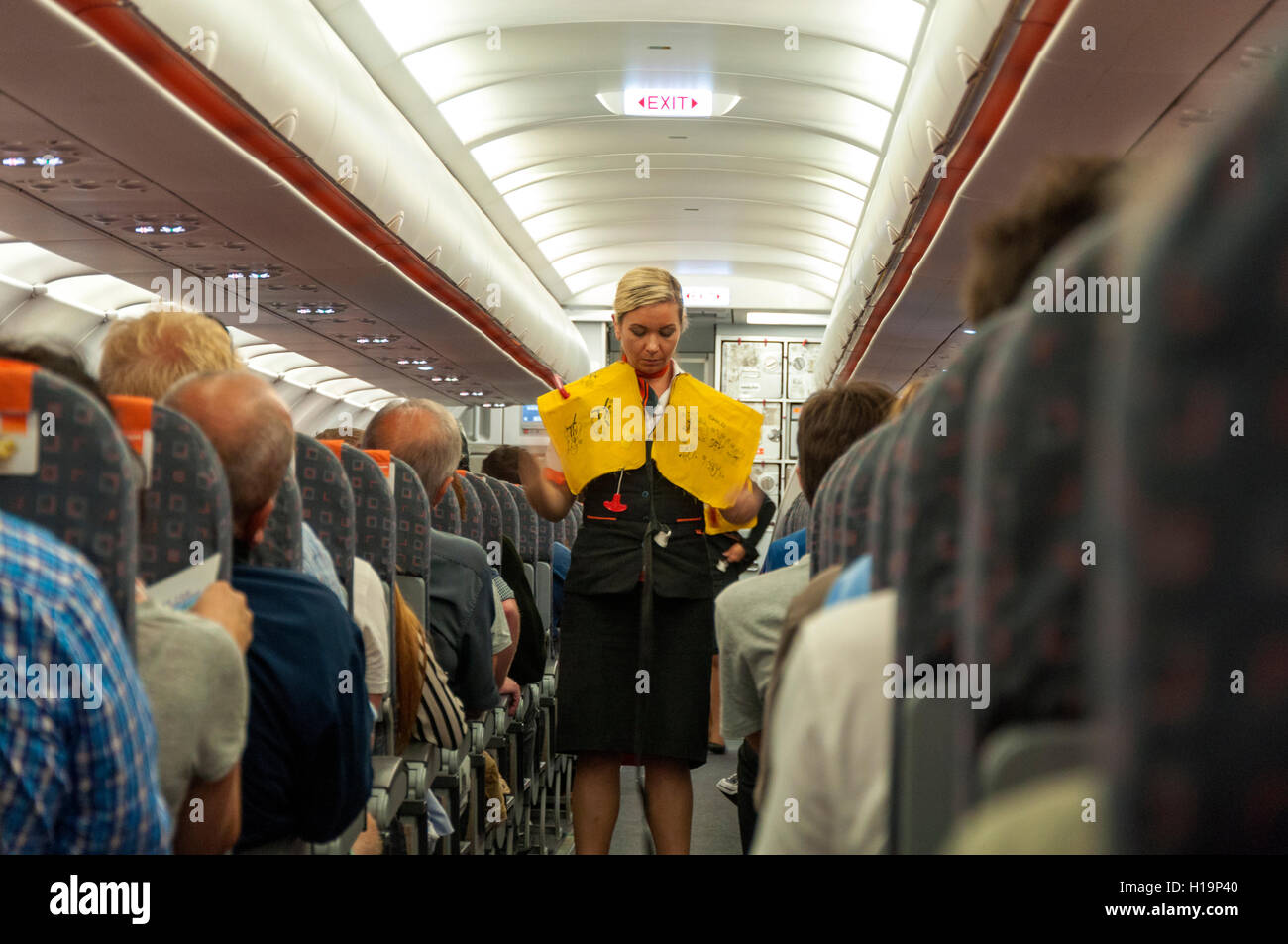 Easyjet flight safety demonstration Stock Photo 121302160 Alamy