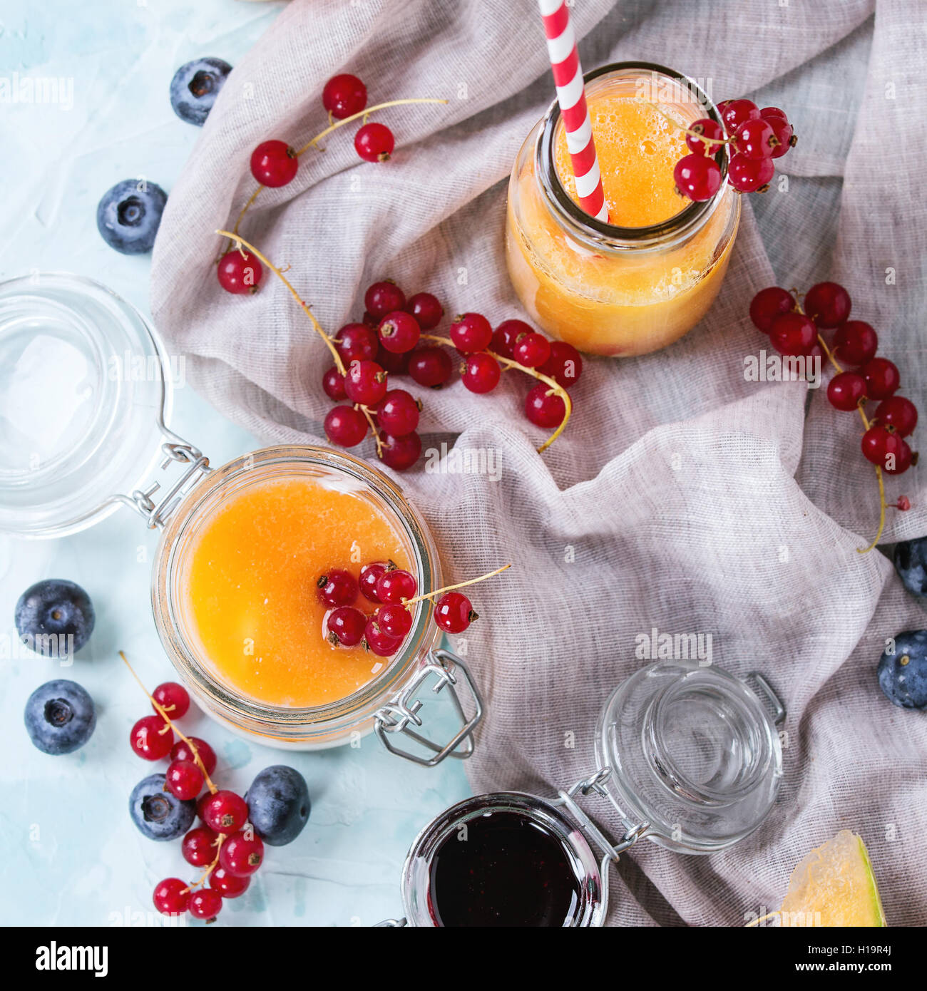 Melon and blueberries smoothie Stock Photo Alamy