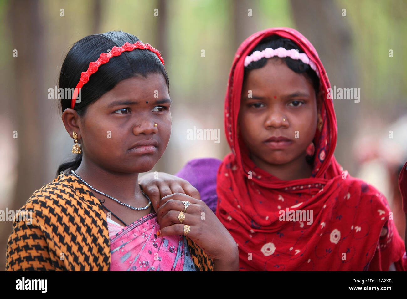 Tribal Women, Dhurwa Tribe, Pandripani Village, Chattisgadh, India. Rural faces of India Stock Photo