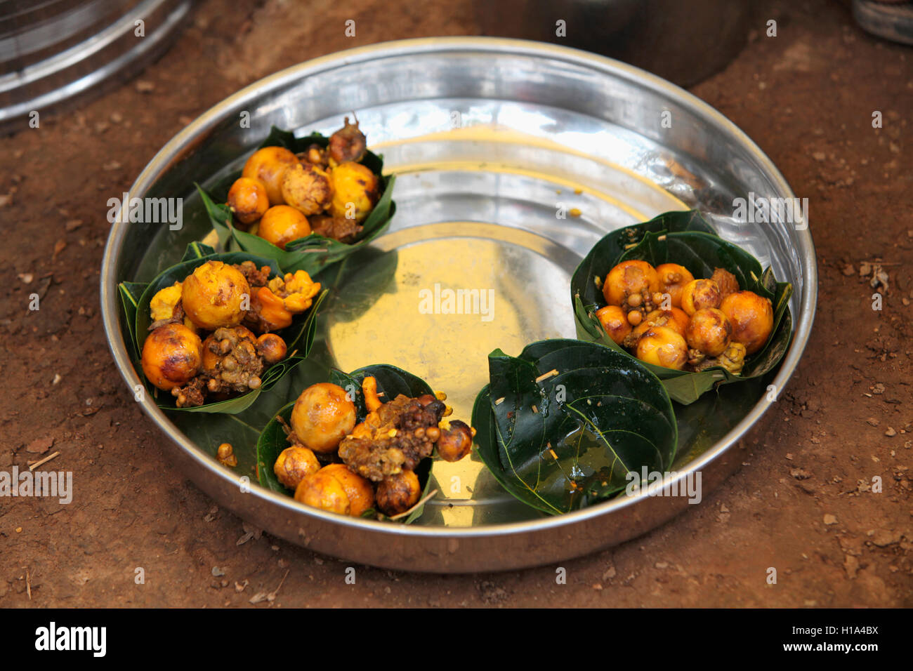 Dry Mutton for sell, Dhurwa Tribal Market, Pandripani Village, Chattisgarh, India Stock Photo