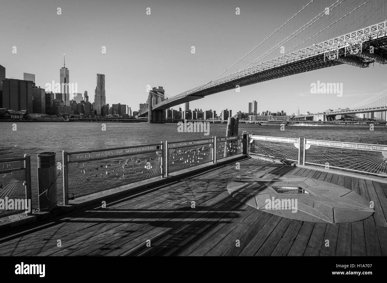 Love Locks / Padlocks in Brooklyn Bridge Park overlooking the Brooklyn