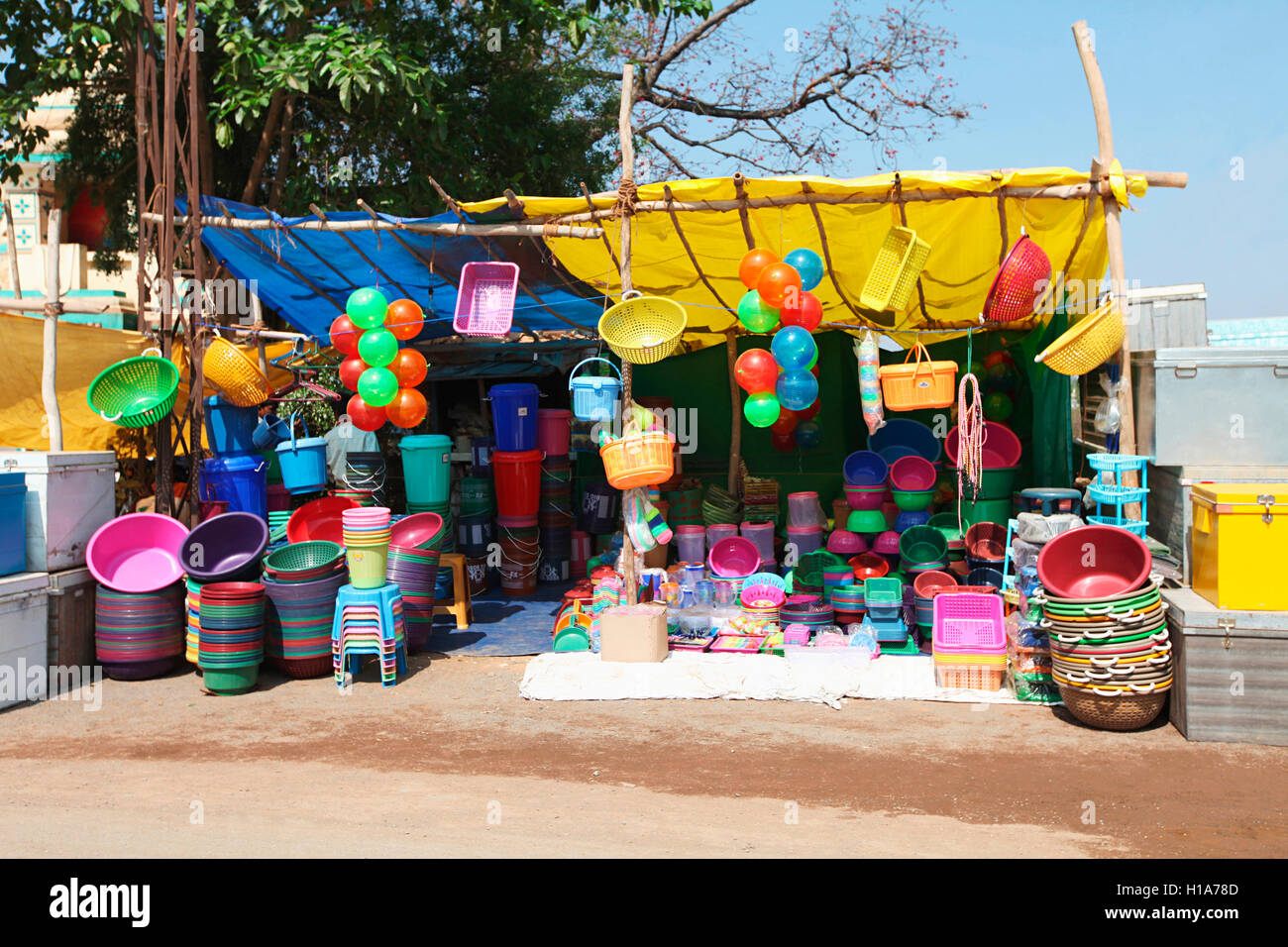 Road side shop, Kondagaon Village Bazar, Chattisgarh, India Stock Photo