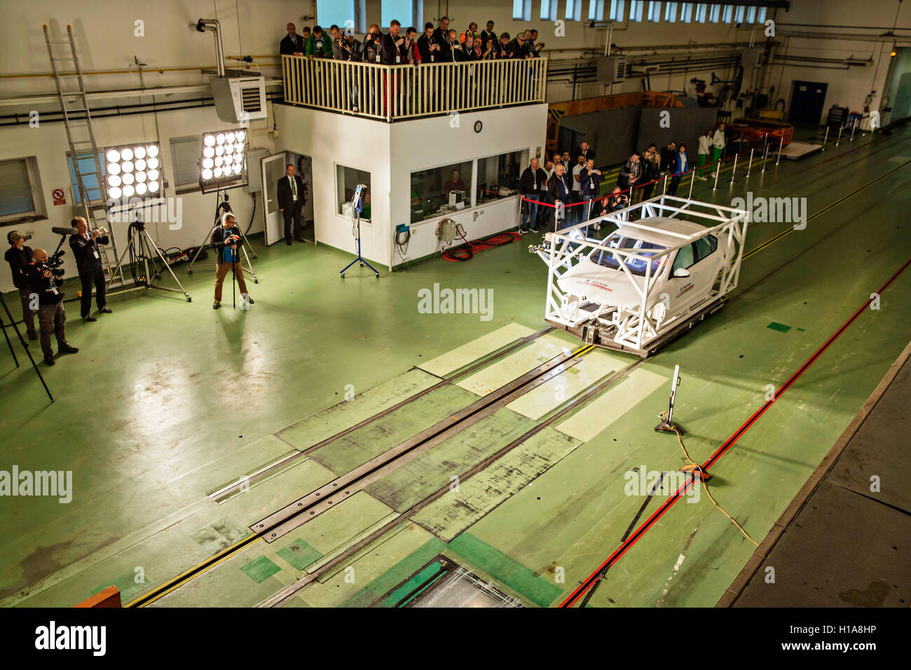 Skoda Auto, sled test, crash test dummy Oscar, seat belts usage, safety