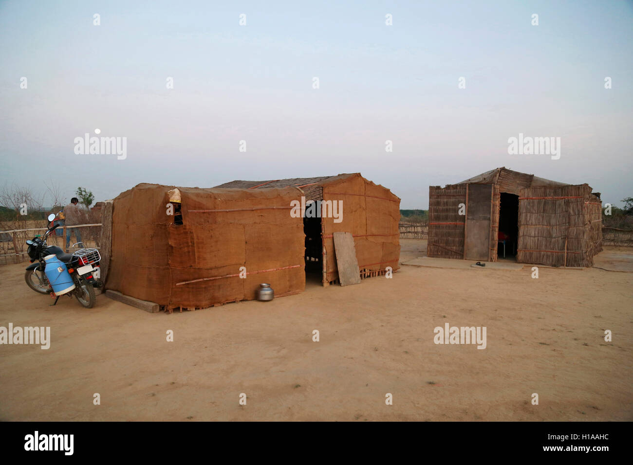 Tribal houses, FAKIRANI JAT, Medi village, Kutch, Gujarat, India Stock Photo