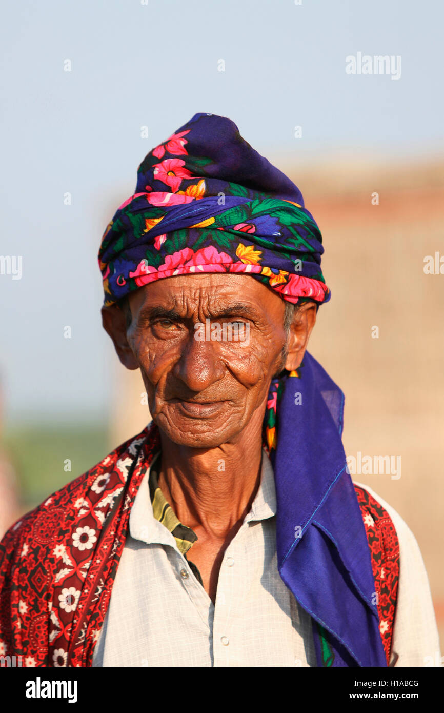 FAKIRANI JAT man, Medi Village, Kutch, Gujarat, India Stock Photo
