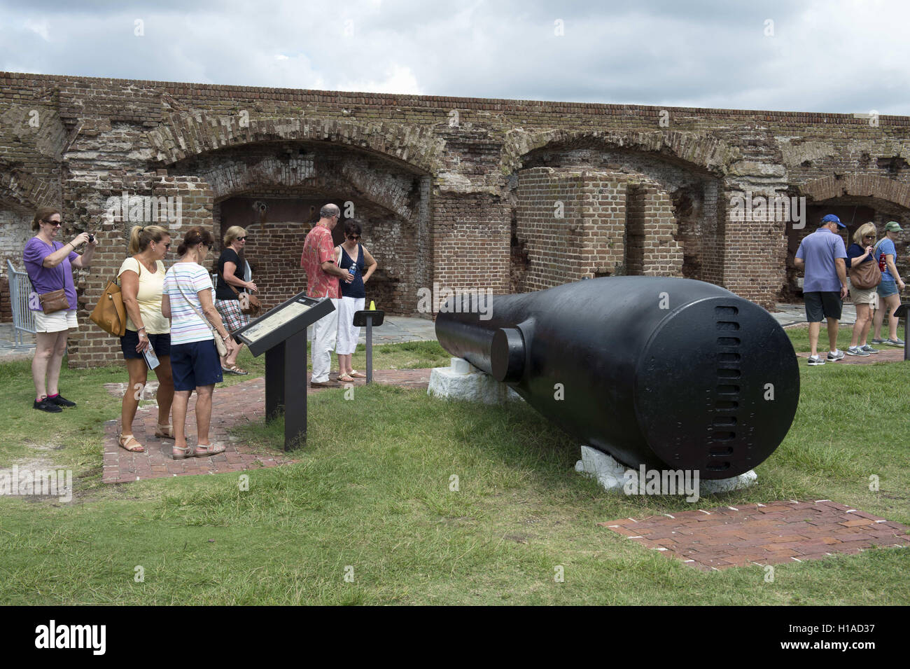 Charleston, SC, USA. 18th Sep, 2016. Visitors at Fort Sumter National Historic Site where the Civil War began in 1861. The fort is part of the U.S. National Park system and is in critical need of repair, Park Service officials admit. On the 100th anniversary of the national parks, they, like their state counterparts, are in dire straits ""” more than $12 billion behind in maintenance and operating on a $3 billion budget. National parks nationwide brought in 307 million visitors in 2015 and generated $32 billion in economic activity, according to the federal Department of the Interior.Natio Stock Photo