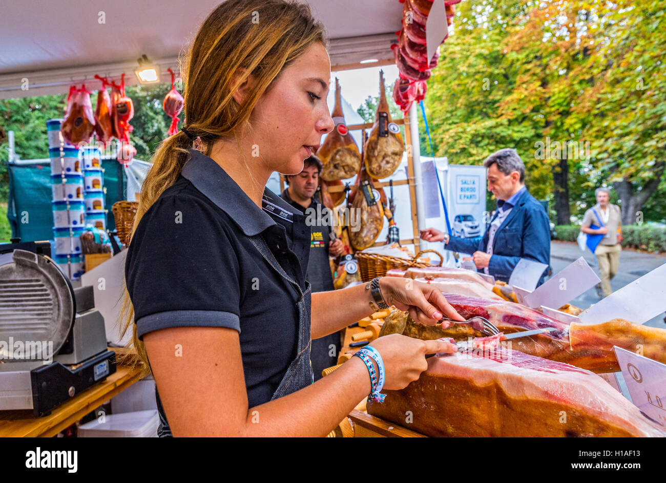Italy Piedmont Turin - 'Mother Earth - 2016 Salone del Gusto' - The theme of this year's edition is LOVING THE EARTH - Friuli San Daniele Ham © Realy Easy Star/Alamy Live News Stock Photo